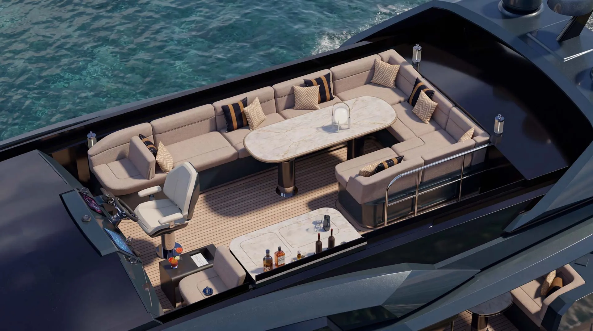 Galeon 700 SKY upper deck lounge